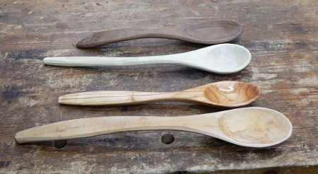 Spoons made from logs