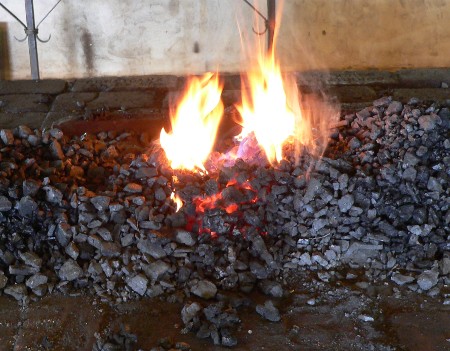Coal fire in the forge