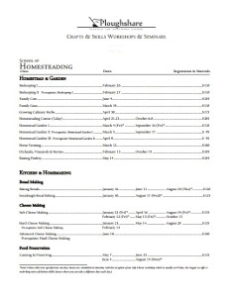 Schedule of Classes